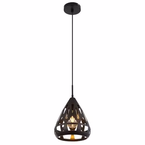 Netlighting Hassan Wire Frame Pendant Ceiling Light in Matt Black with E27 Socket – 1
