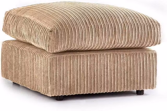 Snugg Furniture UK Limited Milo Jumbo Cord Fabric Footstool in Light Beige, W/D/H: 60 x 40 x 40 cm