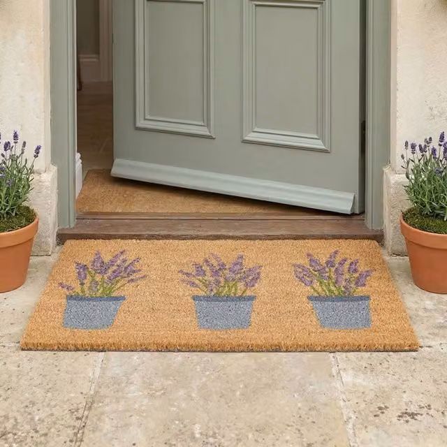 Madison & Mayfair Brown Coir Floral Doormat, W: 44 cm, D: 75 cm – 1