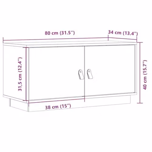 vidaXL TV Cabinet in Brown Solid Pine Wood, W/D/H: 80 x 34 x 40 cm – 3