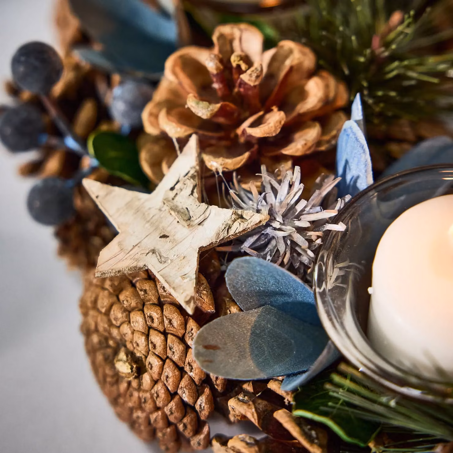Dibor Moonlight Blue Round Glass Tealight Holder Table Centrepiece, Diameter: 30 cm – 5