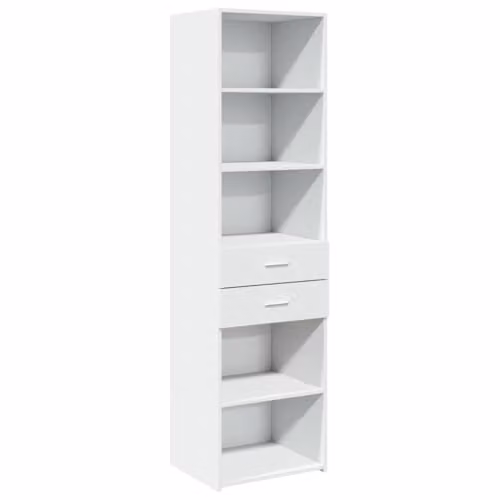 vidaXL Modern White Highboard in MDF with Hinged Doors and Internal Shelves, W/D/H: 50 x 42.5 x 185 cm