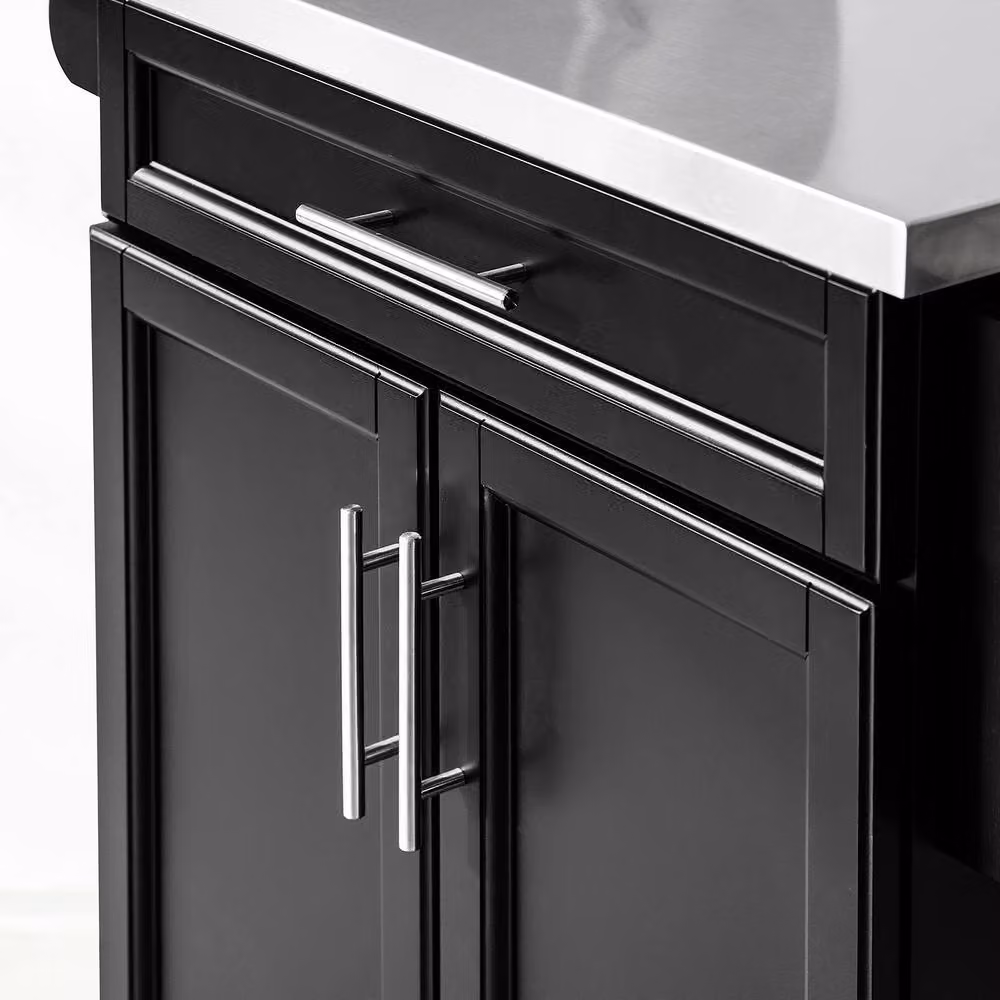 SoBuy Mobile Kitchen Trolley with Stainless Steel Top in Black – 6