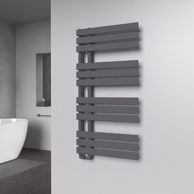 Lux Heat Open Flat Towel Radiator in Anthracite Grey, W: 60 cm, H: 118 cm