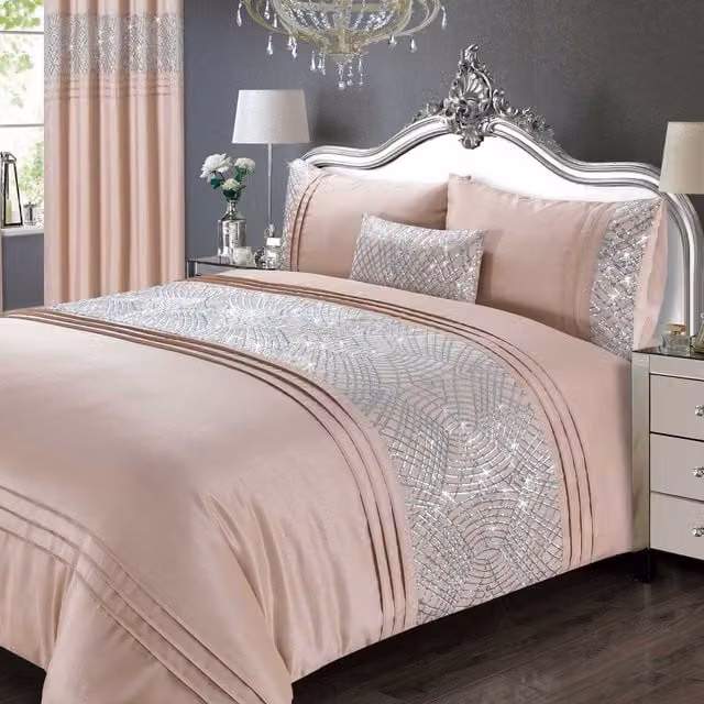Rapport Home Charleston Polycotton Duvet Cover and Pillowcase Set in Pink, W: 200 cm x D: 200 cm