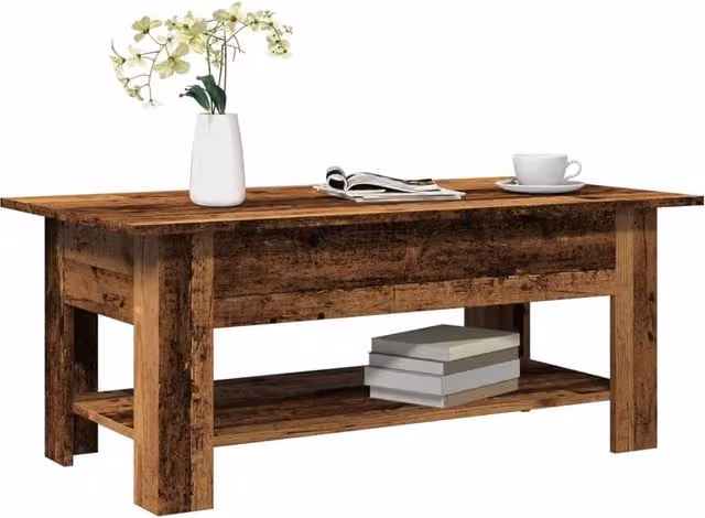 Berkfield Home Rustic Old Wood Coffee Table in Brown, W/D/H: 102 x 55 x 42 cm – 1
