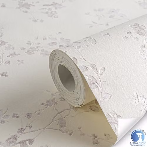 Livingwalls DESIGNDROP Floral Non-Woven Wallpaper in Cream and Violet, 10.05 x 0.53 m – 2