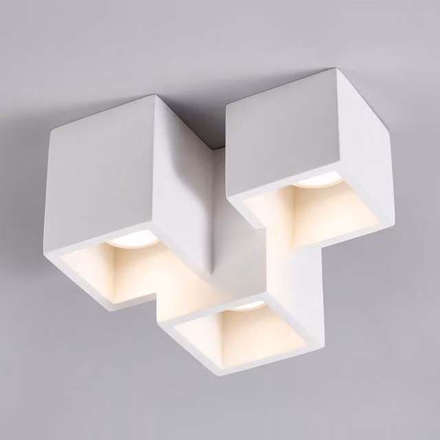Harper Living 3 Light Modern Plaster Flush Ceiling Light in White