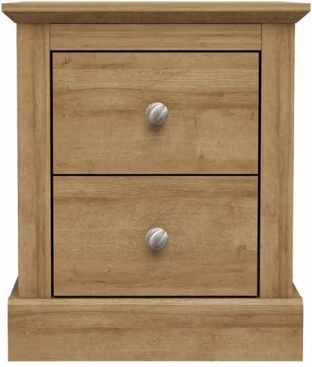 Lemon Pavilion Furniture Devon 2 Drawer Bedside Cabinet, Brown Oak, W: 45.9 cm, D: 39.5 cm, H: 55.2 cm – 1