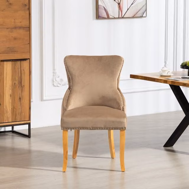 Artemis Home Orvino Velvet Fabric Dining Chairs, Set of 2, Brown