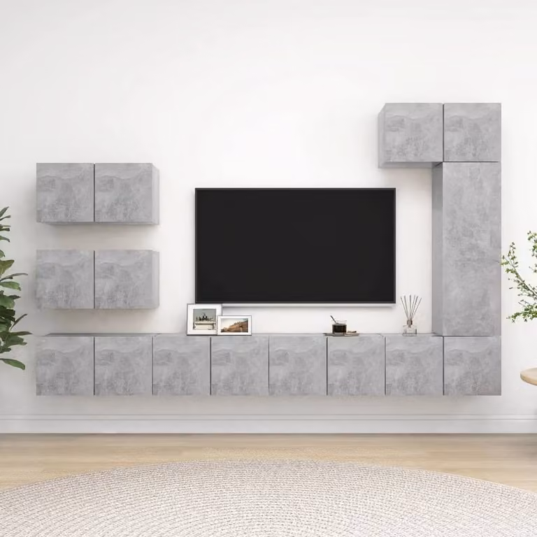 Berkfield Home Modern 8 Piece TV Cabinet Set in Concrete Grey Matt MDF