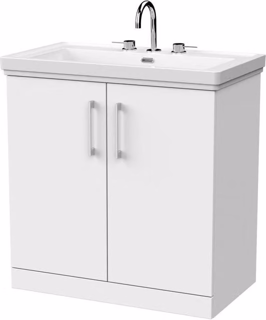Balterley Pershall 2 Door Freestanding Vanity Unit and Fireclay Basin in Matt White, Width: 80 cm