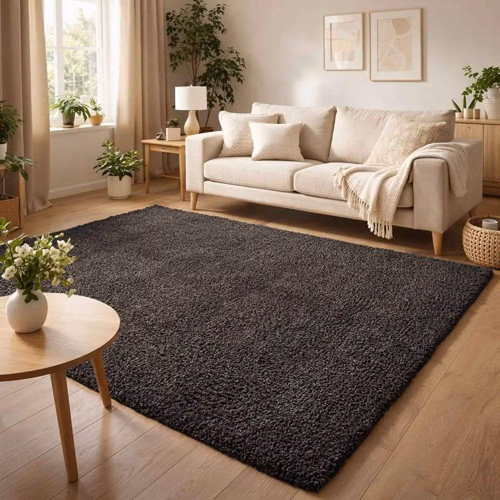 Desire Rugs Ainsley Modern Plain Shaggy Area Rug, Black, W/D/H: 110 x 60 x 40 cm – 2