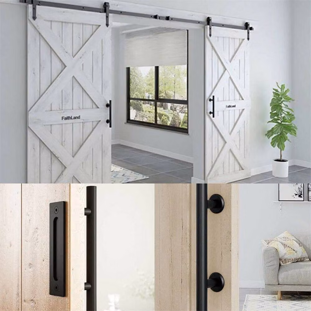 NESTLUNE Black Carbon Steel 12 inch Barn Door Handle Pull, W: 52 cm, H: 1000 cm – 5