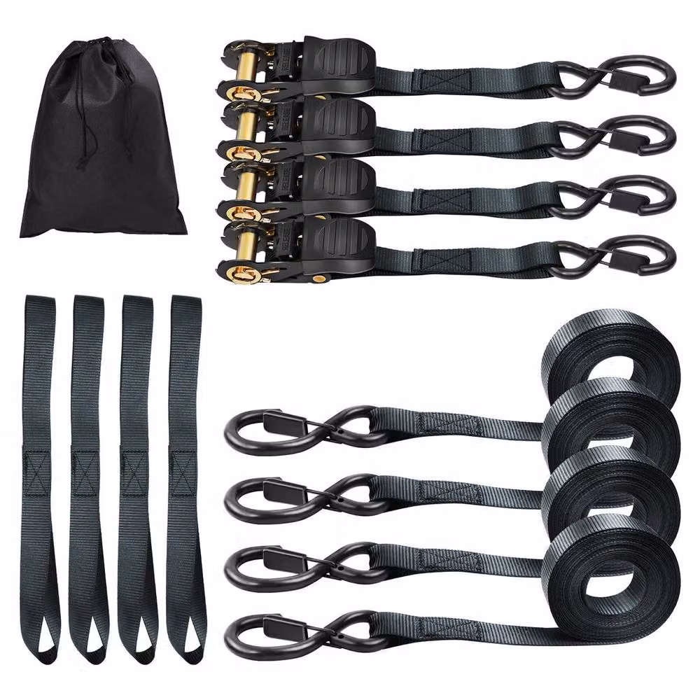 SPETLEK Black Ratchet Tie Down Straps with Hooks, 4 Pack, 25mm x 5m – 3