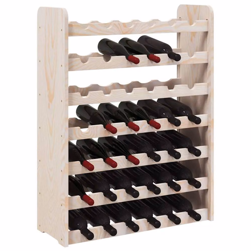 Berkfield Home Rustic Solid Pine Wine Rack in Natural, W/D/H: 67.5 x 25 x 87 cm – 4