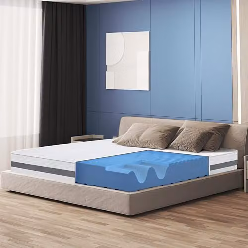 The White Stone Antibacterial Waterfoam Mattress in White, H 20 cm, W 155 cm, D 185 cm