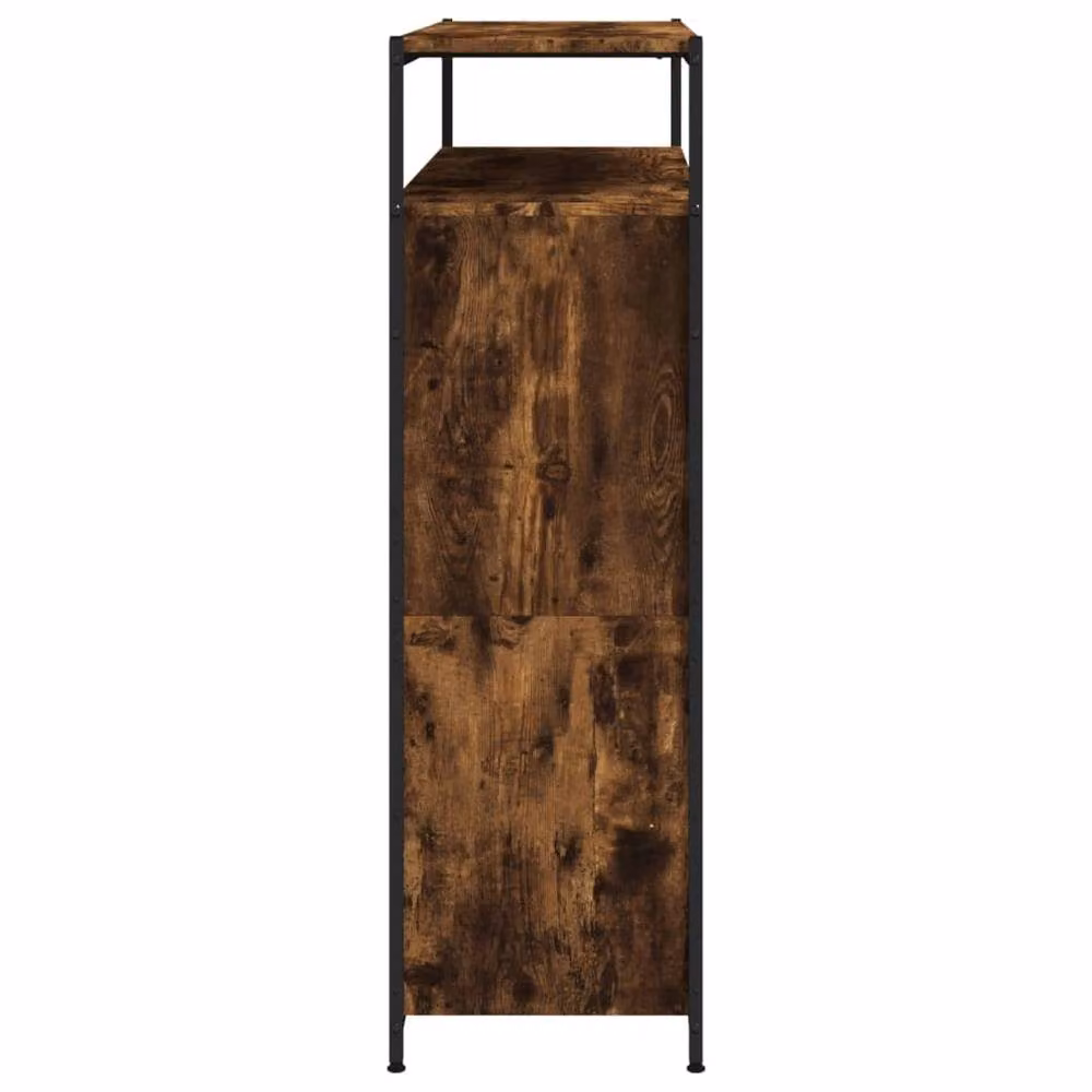 Berkfield Home Shoe Cabinet with 4 Tilting Compartments in Smoked Oak Brown, W/D/H: 100 x 34 x 112 cm – 4