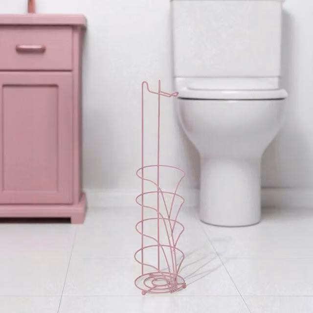 Showerdrape Vertu Chrome Toilet Roll Holder and Spare Combo in Pink – 1