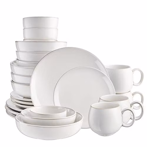 Cooks Professional Set of 4 Nordic White Ceramic Stoneware Dinner Plates with Reactive Glaze, Diameter: 26 cm – 3