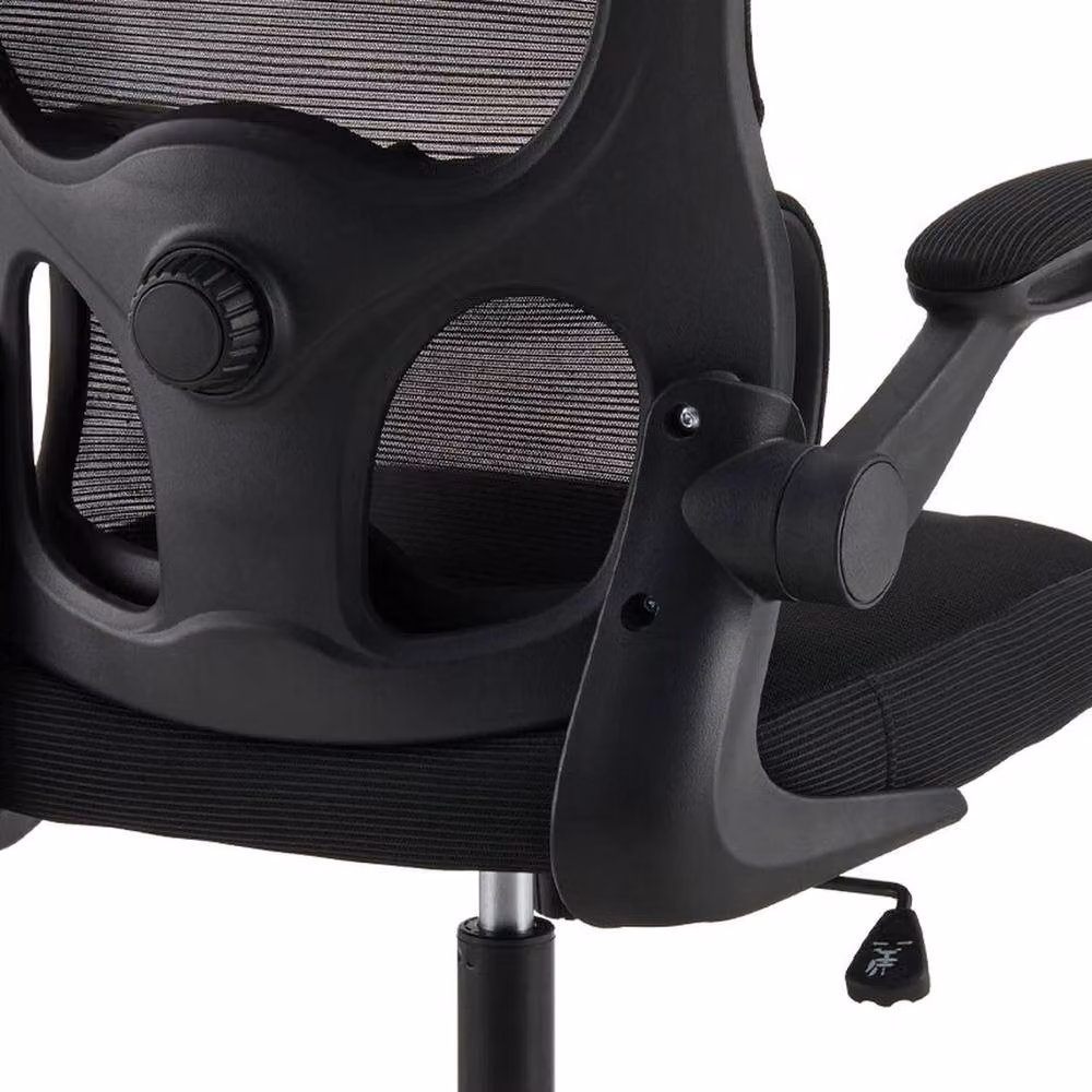 FLAVORA Ergonomic Swivel Mesh Office Chair in Black with Headrest and Armrests – 4