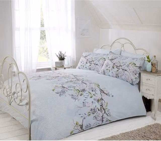 Rapport Blue Floral Duvet Cover and Pillowcase Set, W/D/H: 90 x 200 cm