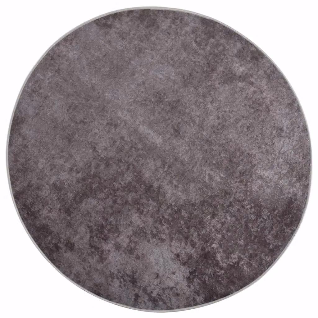 Berkfield Home Washable Grey Round Anti Slip Abstract Rug, Diameter: 100 cm – 2