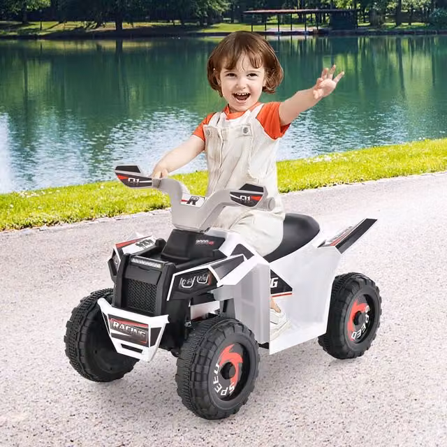 Costway White Electric Ride On ATV Toy Car for Kids