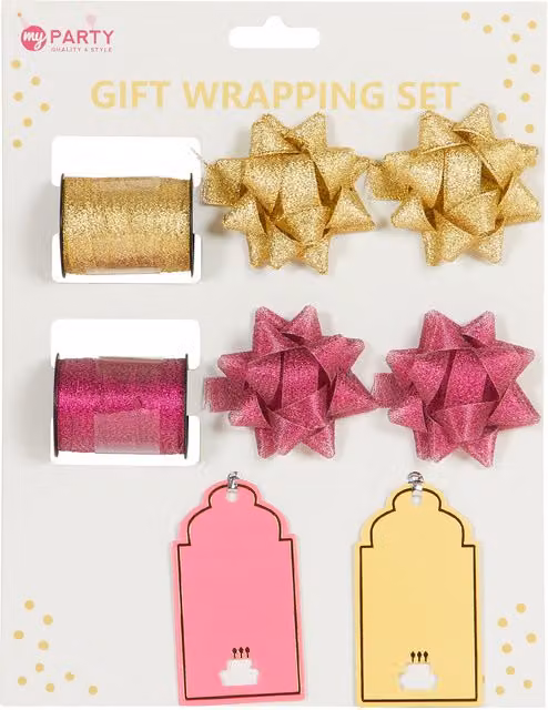 My Party Gold and Red Paper Wrapping Set for Birthdays and Anniversaries
