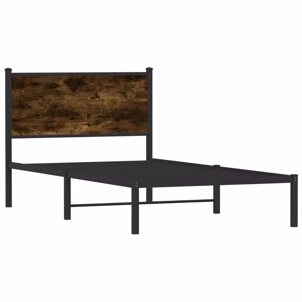 Berkfield Home Metal Bed Frame in Smoked Oak Brown, W/D/H: 100 x 190 cm – 3