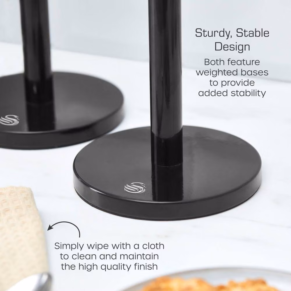 Swan Black Metal Freestanding Towel Pole and Mug Tree Set with Weighted Base H: 34.0 cm, W: 15.0 cm, D: 6.0 cm – 4