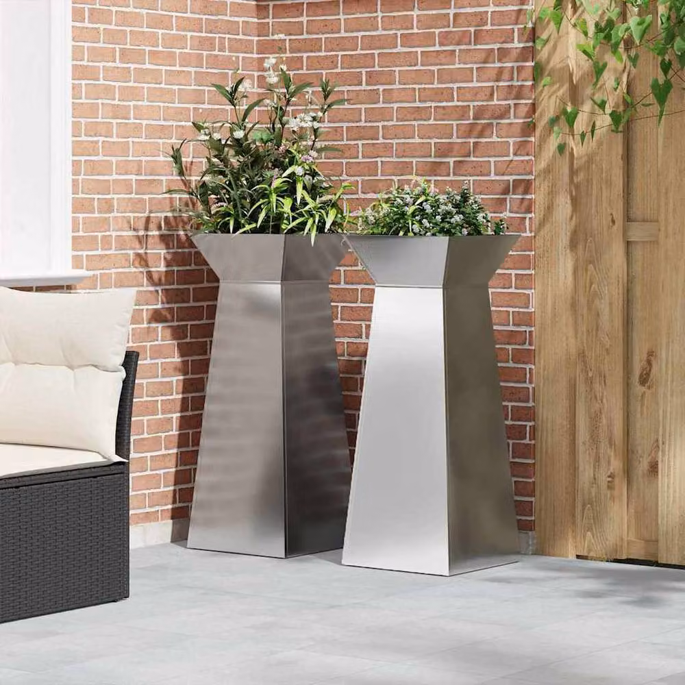 Berkfield Home Galvanised Steel Plant Stand in Silver, W/D/H: 40 x 40 x 101 cm – 3