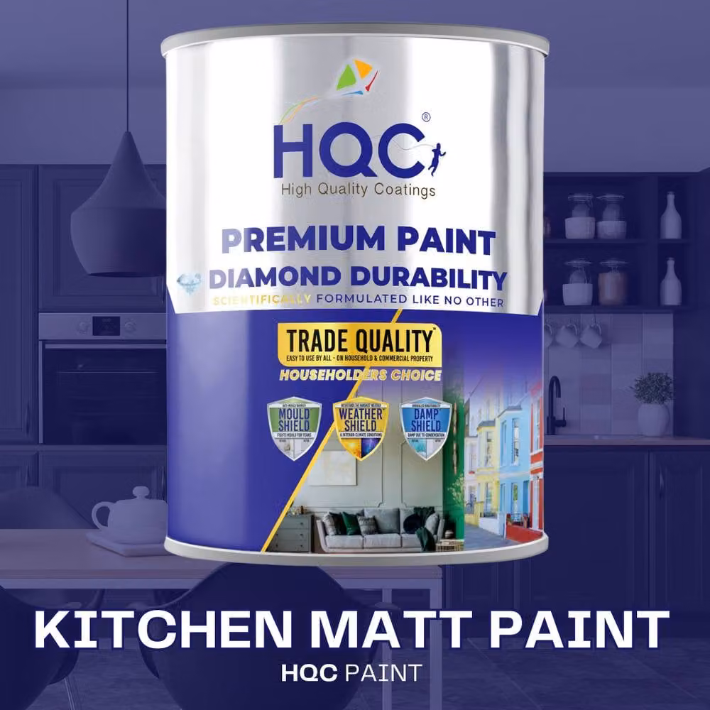 HQC PAINTS Mould Resistant Matt Kitchen Dispersion Paint, Water Based, Green, 20 l – 2