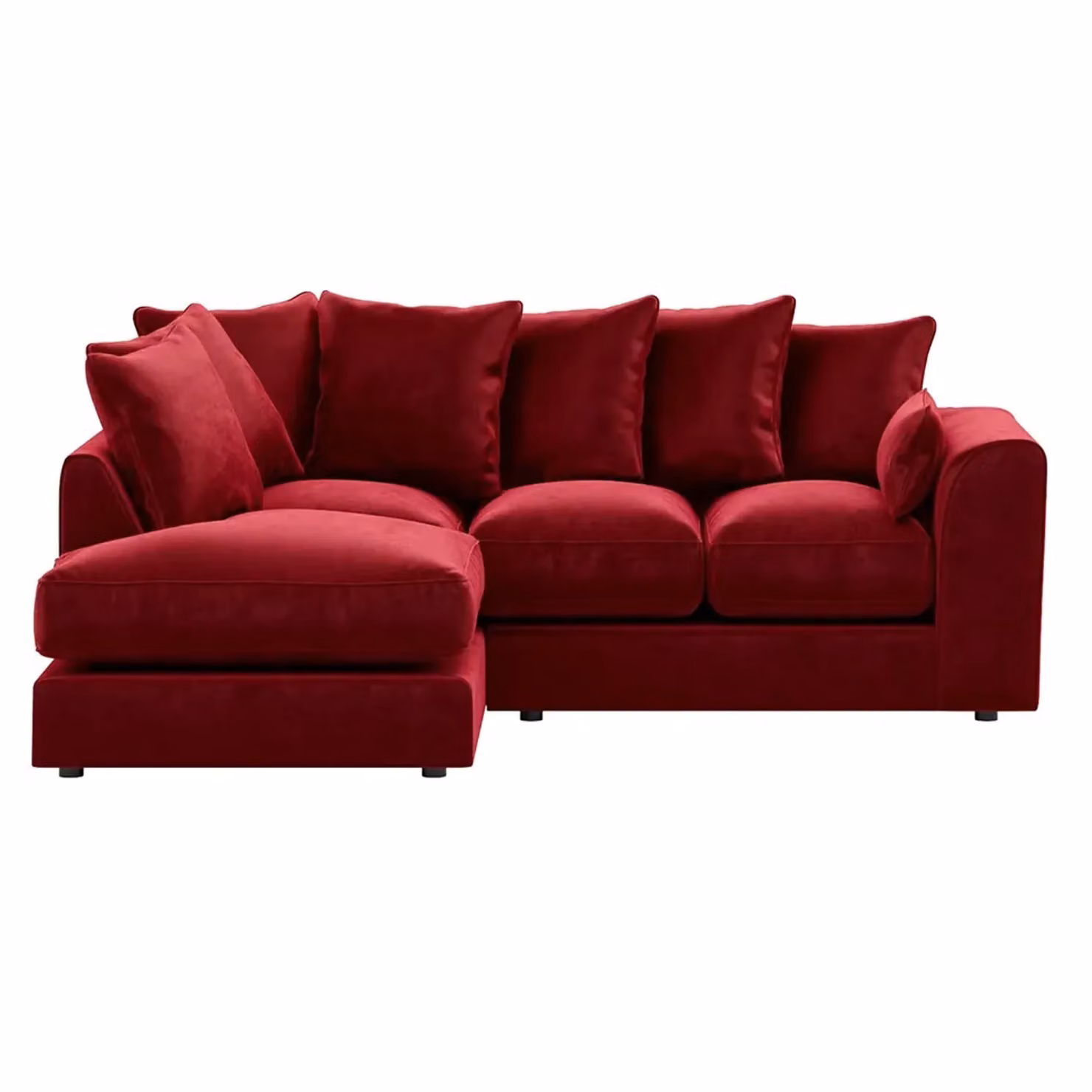 Furnishings For Less UK Brooklyn Red Plush Velvet L-Shaped Corner Sofa, 3 to 4 Seater, Left Hand Facing – 2