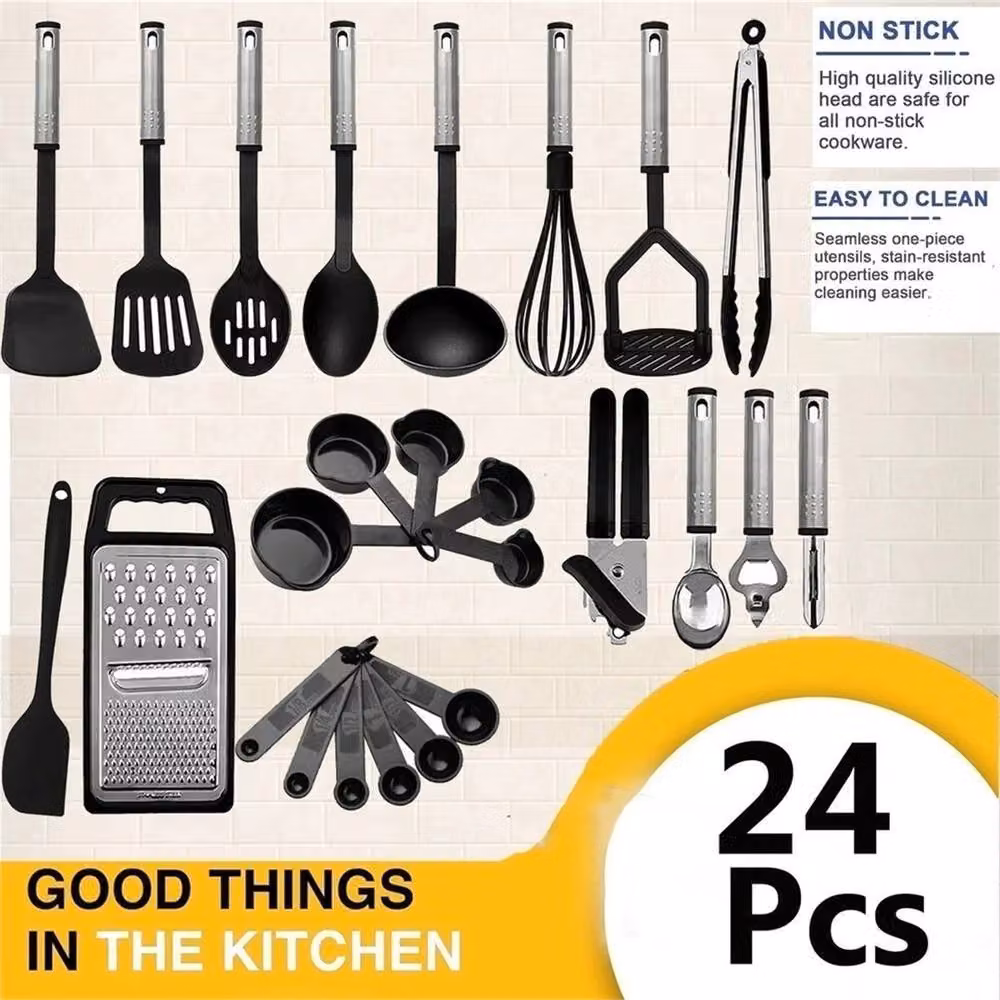 Nordara 24 Piece Black Silicone and Stainless Steel Kitchen Utensils Set – 2