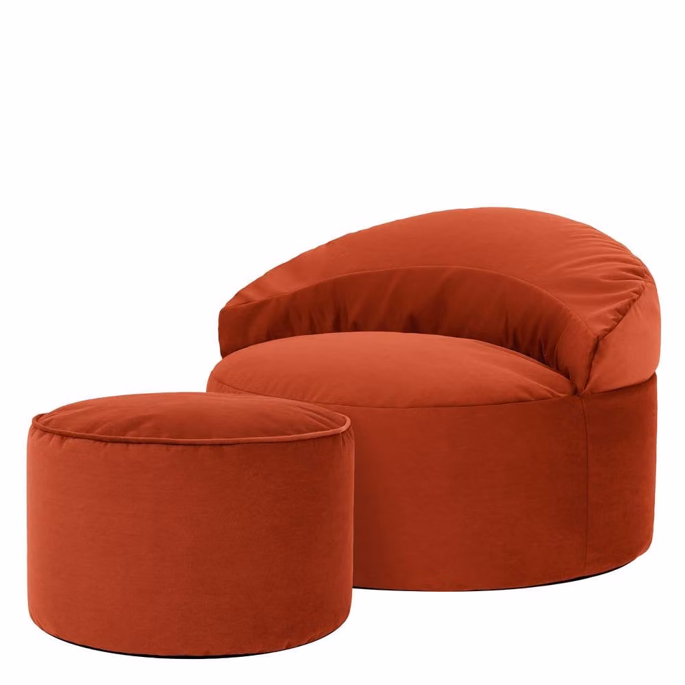 ICON Orb Accent Chair and Milano Round Footstool in Matt Velvet, Spicy Terracotta – 3