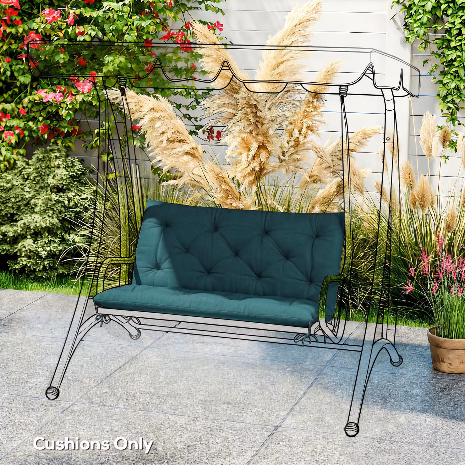 Outsunny 2 Seater Garden Bench Pad with Back and Ties, Green, W/D/H: 120 x 120 x 120 cm – 7