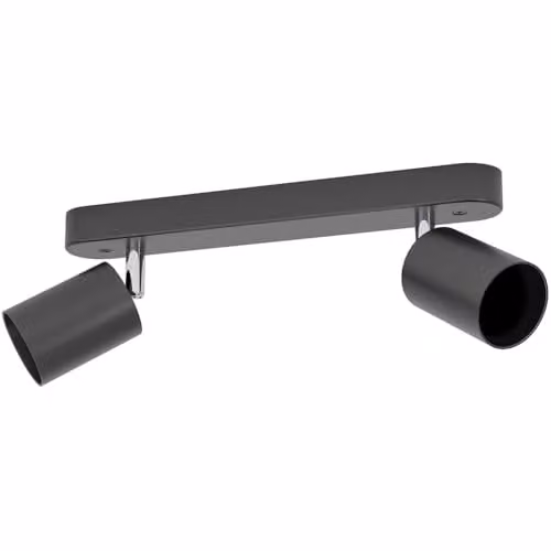 Loops Modern Black Metal Double Ceiling Spotlight with Adjustable Dimmable GU10 LED Bulbs – 1