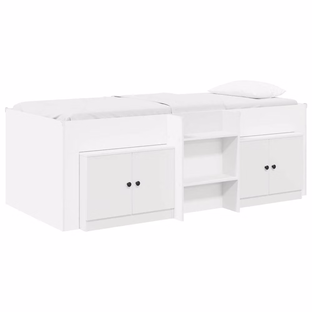 Berkfield Home Modern Loft Bed Frame with Side Compartments and Bedside Shelf in White Engineered Wood – 2