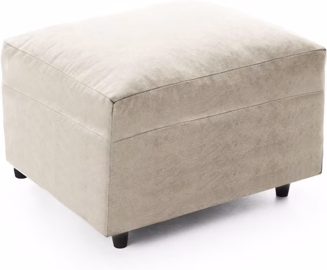 Casper Chenille Fabric Footstool in Beige, W/D/H: 55 x 42 x 42 cm