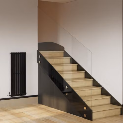 UK Radiators Typhoon Black Flat Tube Vertical Designer Radiator, W: 47.6 cm, H: 120 cm – 3