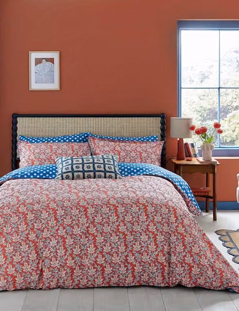 LAND & SHORE Willa Dotted Pure Cotton Pillowcases, Blue Mix, 2 Pack