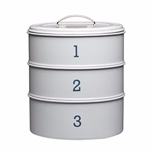 KitchenCraft Living Nostalgia 3-Tier Metal Cake Storage Tin Set, Grey – 1