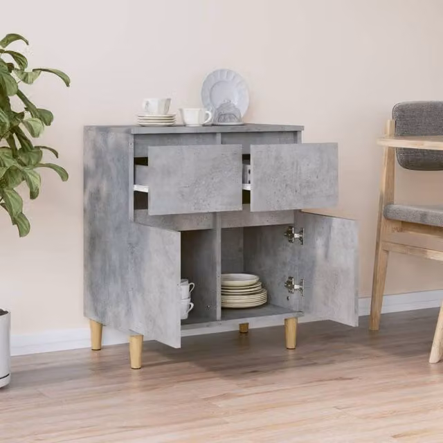Berkfield Home Sideboard in Concrete Grey, W/D/H: 60 x 35 x 70 cm