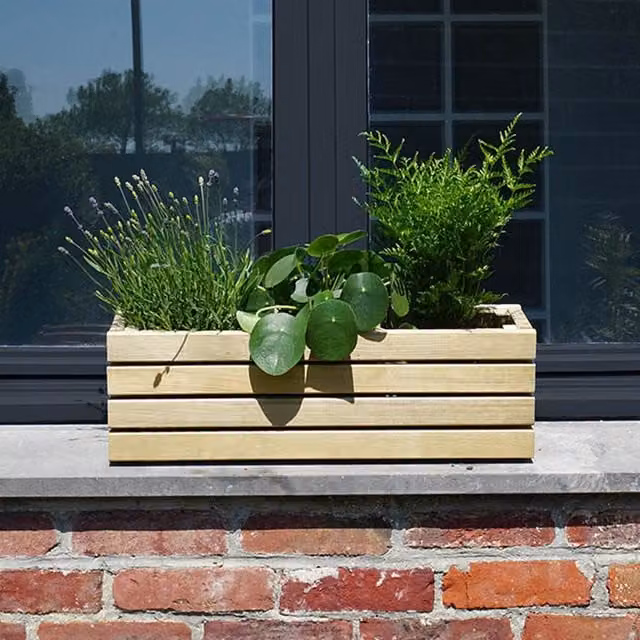 Cerland Brown Wooden Window Box Planter