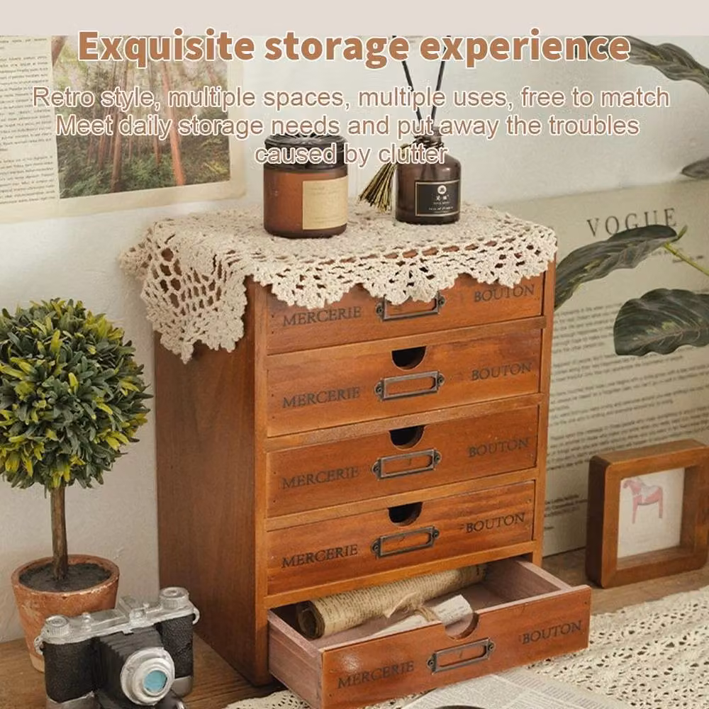 SPETLEK 5 Drawer Chest of Drawers in Brown Wood – 2