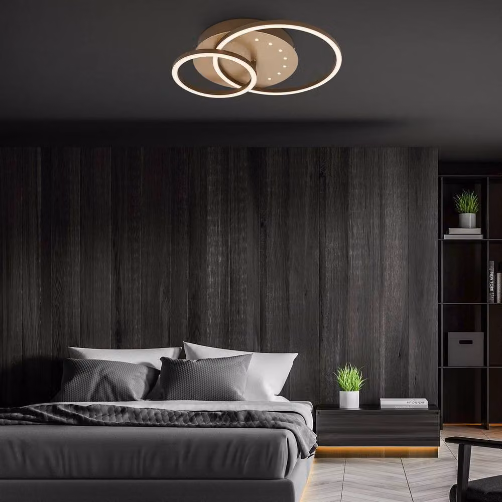 Briloner Beige LED Ceiling Light, 24W, 2550lm, 3000K, W/D/H: 40 x 30 x 7.5 cm, Gold/Brass – 4