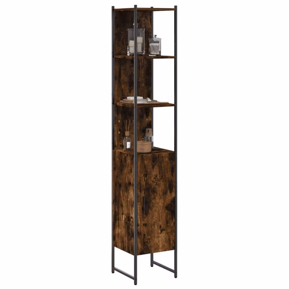 Berkfield Home Smoked Oak Bathroom Cabinet, Brown, W/D/H: 33 x 33 x 185.5 cm – 2