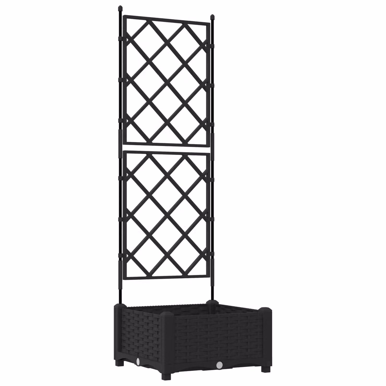 Berkfield Home Garden Planter with Trellis, Black, W: 40 cm, D: 40 cm, H: 125.5 cm – 2
