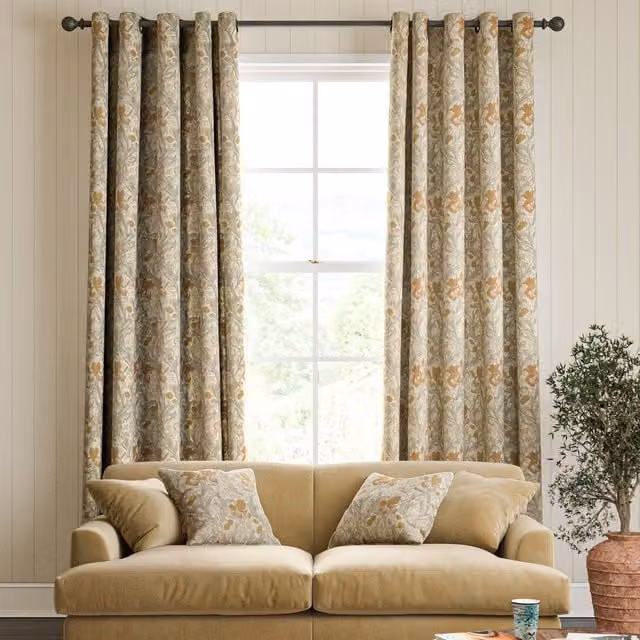 William Morris Iris Made To Measure Blackout Floral Eyelet Curtains in Multicolour